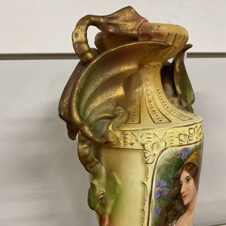1890-1900 Robert Hanke Portrait Vase w Dragon Handles - In Store Pick Up Only