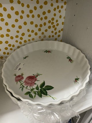 Christineholm Porcelain Pink Rose Tart Dish 10"