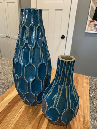 West Elm Turquoise Vase 13"