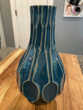 West Elm Turquoise Vase 9"
