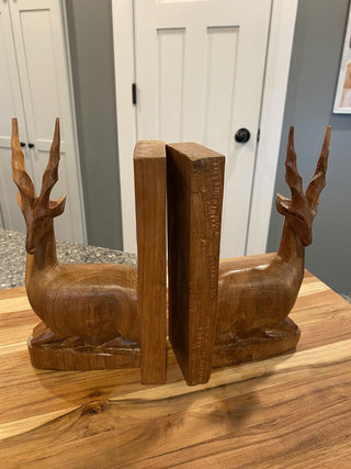 Vintage Wood Antelope Bookends