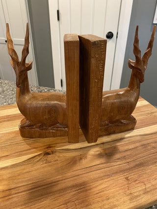 Vintage Wood Antelope Bookends