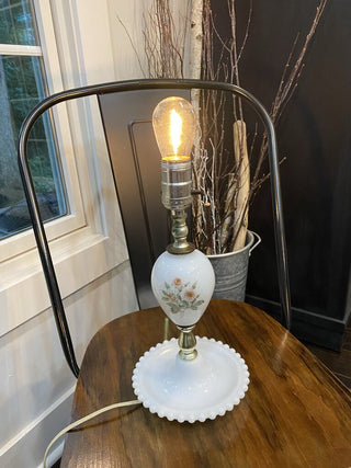 Vintage Milk Glass Boudoir Lamp