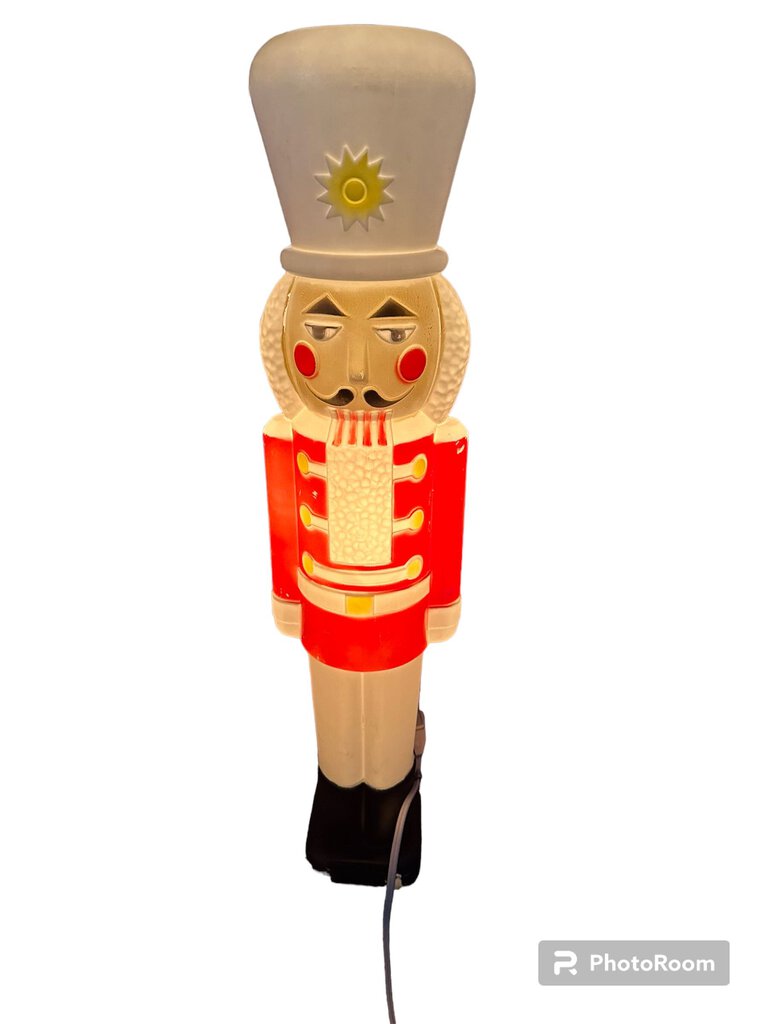 Vintage Nutcracker Soldier Blown Mold Plastic Red White Holiday Christmas  Union Products 