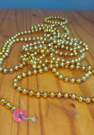 8' - Vintage Single Strand Gold Glass Bead Christmas Garland AS IS
