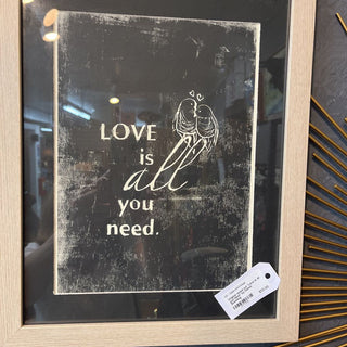 Original wood cut "Love is all you Need" by Donna Skonning