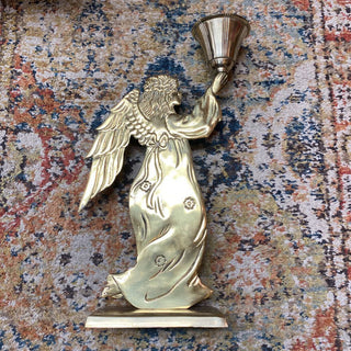 14" Solid Brass Angel Candkeholder