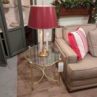 Gold End Table with Glass Top