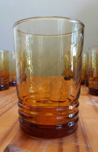 (6pc) Malibu Gold - Amber Glass Tumblers by Libbey Glass Company FIRM
