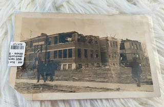 1920 tornado destruction Melrose Park Illinois - School, original photgraph