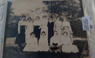 Edwardian women having fun, two group photos in the garden