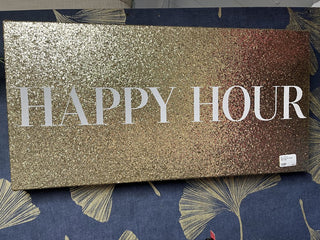 Gold sparkle Happy Hour sign
