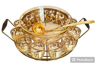 George Briard punch bowls set with 12 cups,dipper and holder-Persian Garden - In Store Pick Up