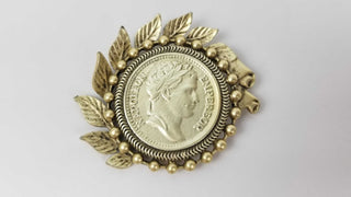 Napolean Pin Emperor Coin in Laurels 1.75"