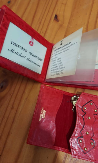 NOS - (2pc) 1960s Red Genuine Cowhide Bifold Wallet Key Set by PRINCESS GARDNER
