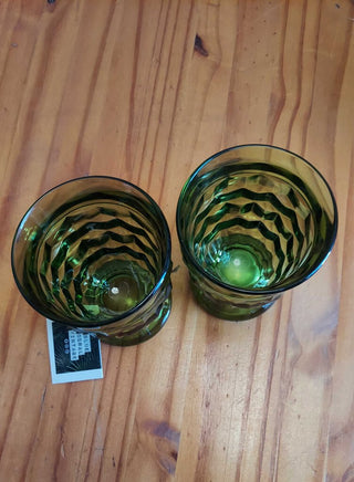 (Pair 2) 1964 9 Oz Footed Tumbler Whitehall Green by COLONY FIRM
