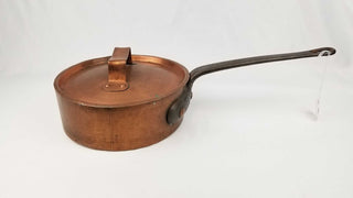 Copper Saute Pan 3 Quart 9.25 inch With Lid Tin Lined Rustic French Cookware