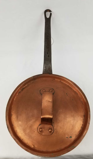 Copper Saute Pan 3 Quart 9.25 inch With Lid Tin Lined Rustic French Cookware