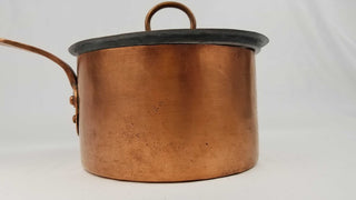 Copper Pot 2.5 Quart 7.25 inch With Lid Tin Lined Rustic French Cookware