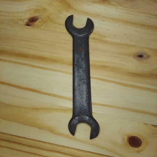 3/4 - 11/16 - Primitive Open End Wrench, well worn. 5 dots are only markings.