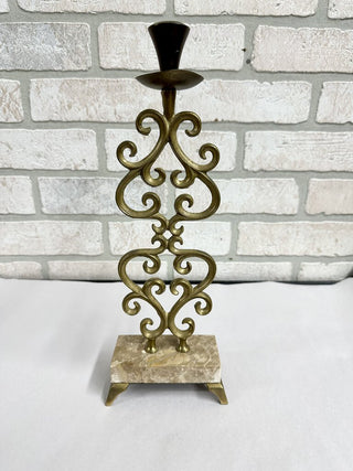 Brass and marble candleholder
