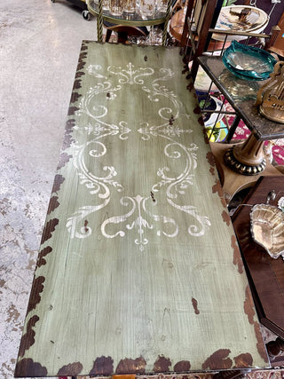 French country wood and metal sofa/foyer table 49x18x31