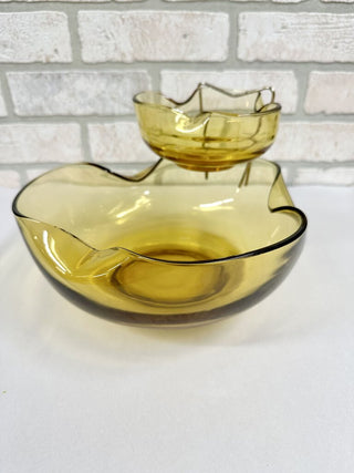 Vintage Amber Glass chip and dip