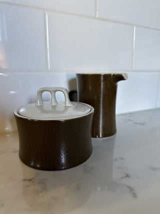 Creamer and Sugar (Set of 2) Brown and Cream Speckle