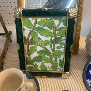 Brass Shell & Faux Malachite frame with William Morris insert 5x7