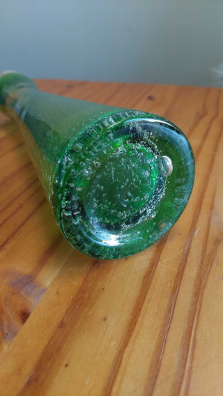 Green Bubble Hand Blown art glass bud vase FIRM