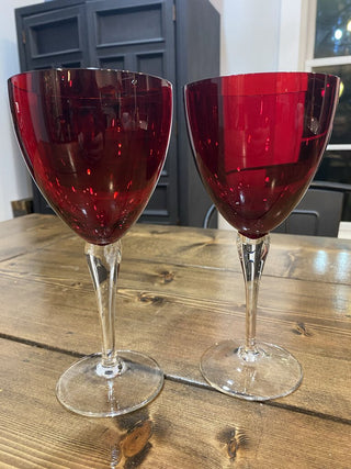 Ruby Red Wine Glasses, set of 2