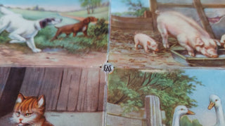 Vintage EAS 3011 Classic Farm Animals - Germany Litho Die Cut Paper Scraps Double Sheet, glanzbilder animals tiere FIRM