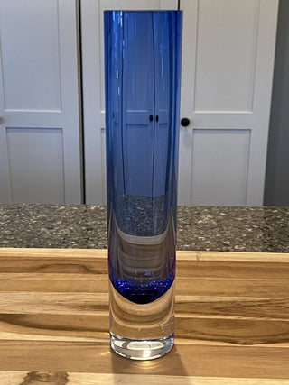 8.75 Handblown Blue Glass Bud Vase