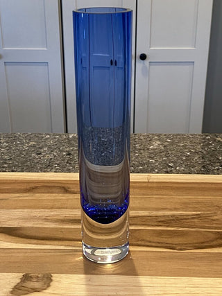 8.75 Handblown Blue Glass Bud Vase