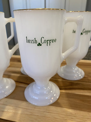 5pc Irish Coffee Milke Glass Set w/Gold Trim