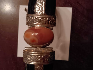#812 Vint.Ebony Wood Bracelet W Pin Closure