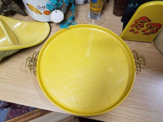 Kyes of Pasadena California MCM Serving Tray Yellow Round 10" Pop of Color Accent Piece