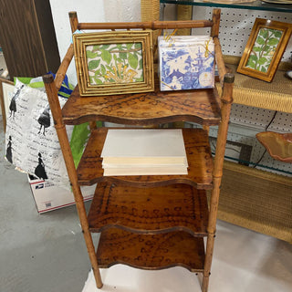 Victorian Antique burnt bamboo etagere 17x12x36.5 FIRM