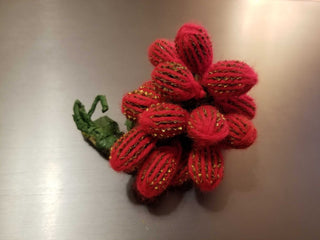 Red Berries Antique Handmade Felted Fruit 1960s Millinery Applique