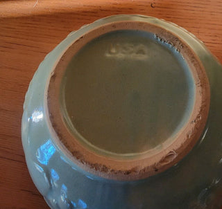 green ceramic 9" mixing bowl/yelloware/USA