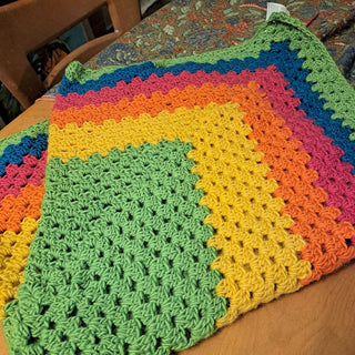 Hand made crochet rainbow lap blanket/throw New