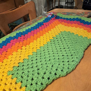 Hand made crochet rainbow lap blanket/throw New