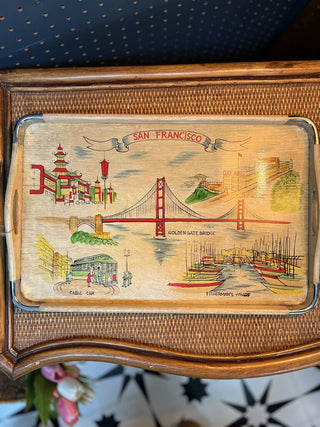 Vintage SNCO San Fran Wood Tray 17"W x 11"L