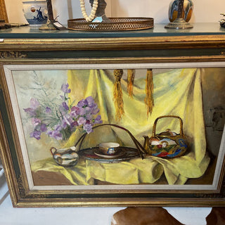 Mid Century Chinoiserie Still life oil 44x33 FIRM